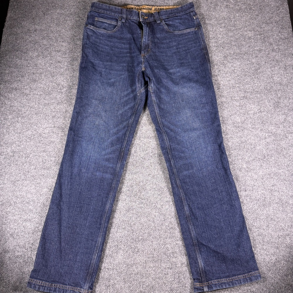 Duluth Trading Co Flex Ballroom Jeans Mens 35x34 Relaxed Fit Dark Wash Denim